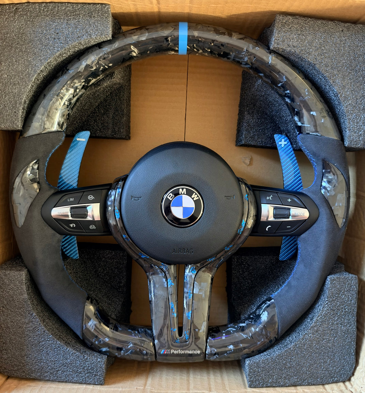 Blue Forged Carbon BMW F-Series Steering wheel V2