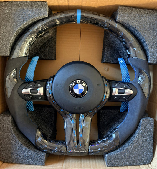 Blue Forged Carbon BMW F-Series Steering wheel V2