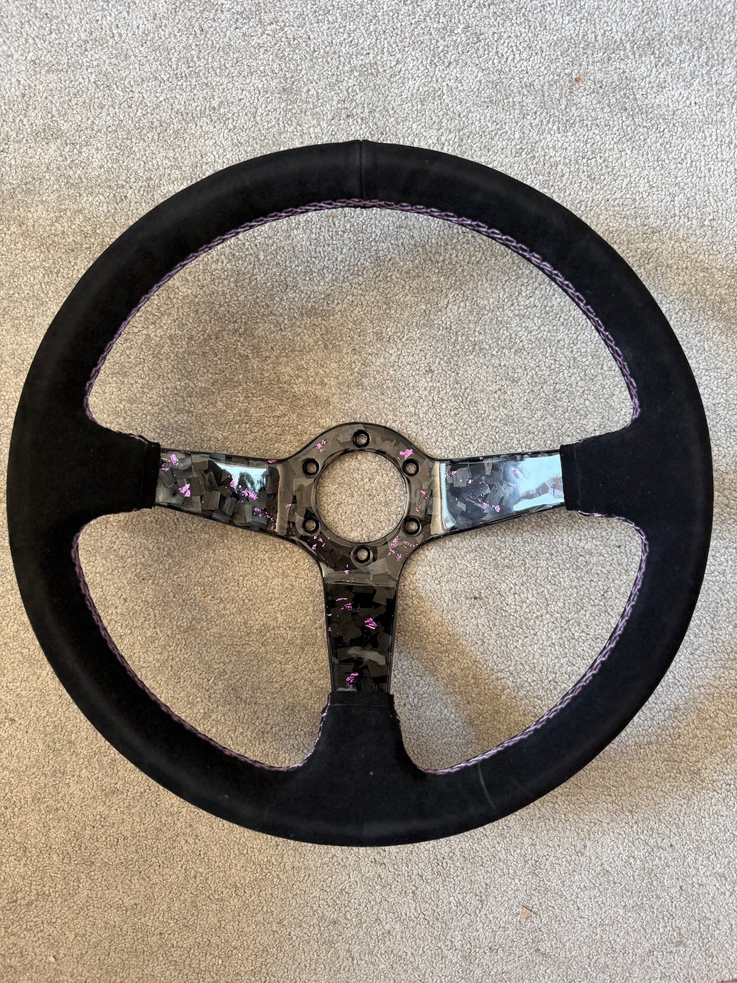 Purple Forged Carbon Momo Deep Dish Steering Wheel 350mm