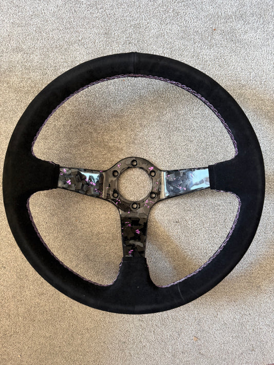 Purple Forged Carbon Momo Deep Dish Steering Wheel 350mm