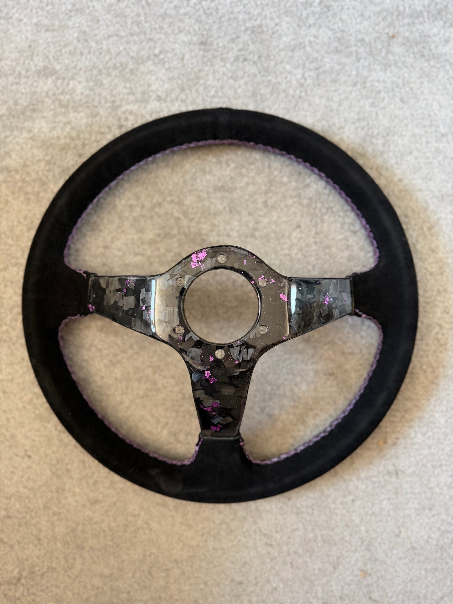 Purple Forged Carbon Momo Deep Dish Steering Wheel 350mm