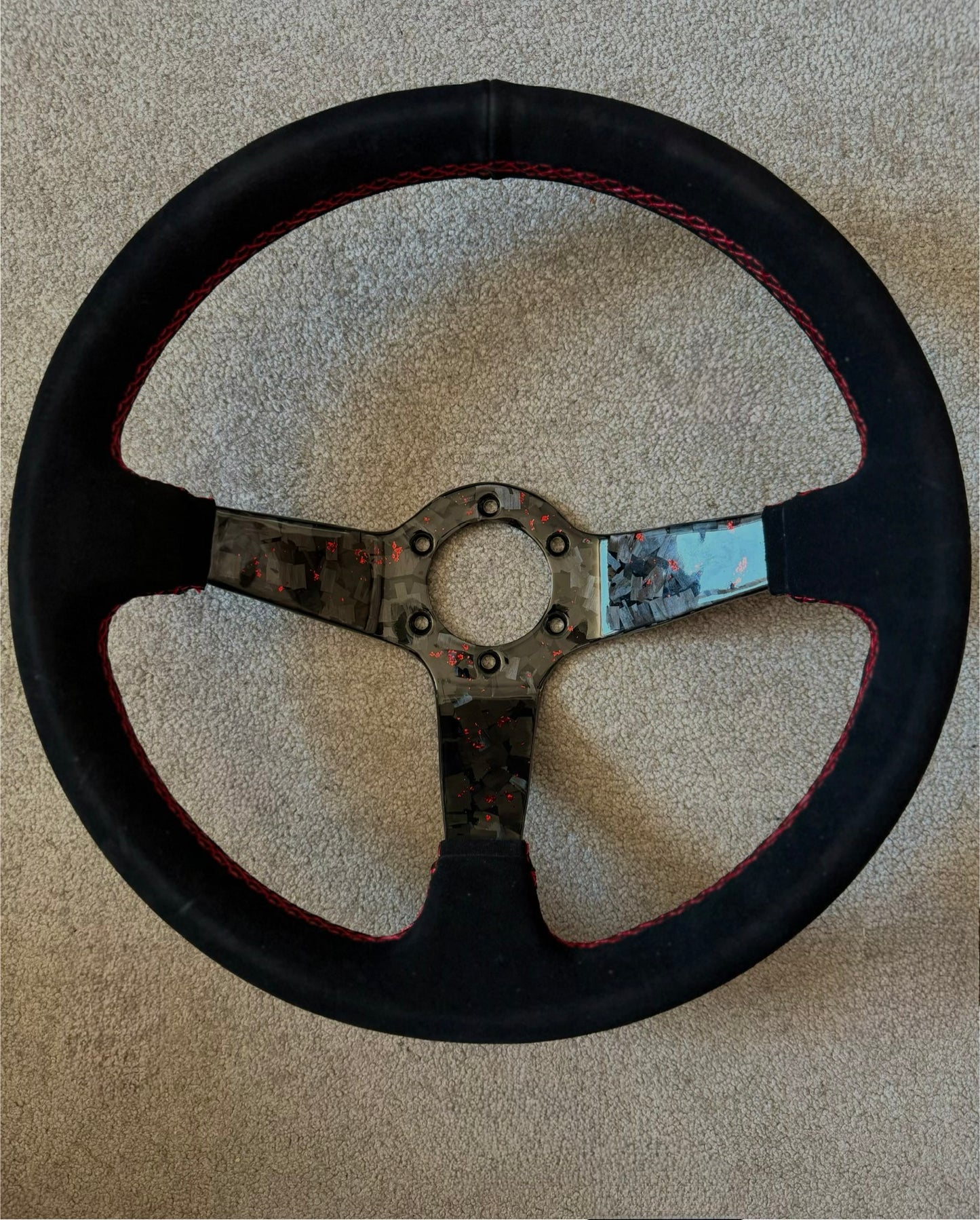 Red Forged Carbon Momo Deep Dish Steering Wheel 350mm